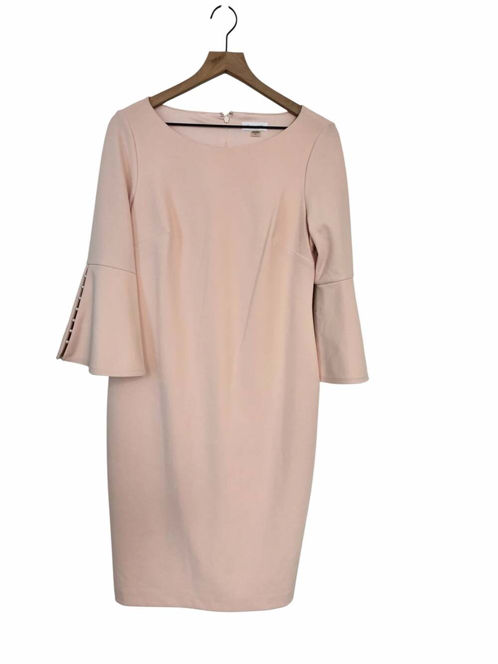 Calvin Klein Womens Blush Pink Bell Sleeve Sheath Dress Size 10 NWT Chic Career